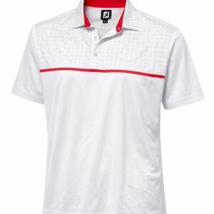 FootJoy FJ Golf Polo Shirt White Red Stars Performance Men’s XL